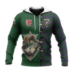 Wood Tartan Hoodie - Lion Rampant And Celtic Thistle Style