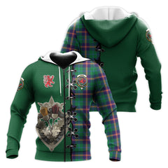 Young Modern Tartan Hoodie - Lion Rampant And Celtic Thistle Style