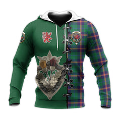 Young Modern Tartan Hoodie - Lion Rampant And Celtic Thistle Style
