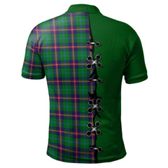 Young Modern Tartan Polo Shirt - Lion Rampant And Celtic Thistle Style